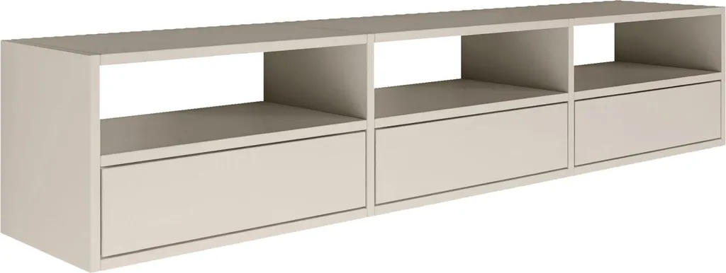 Meuble TV Mural Design avec Rangements Fermés et Étagères Gris Cachemire