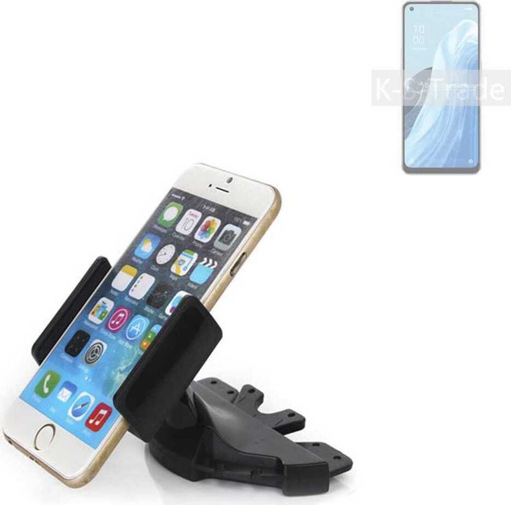 K-S-Trade CD Schlitz Halterung kompatibel mit Oppo Reno7 A 5G Autohalterung KFZ-Halter Radio Handy Halterung 360° drehbar schwarz