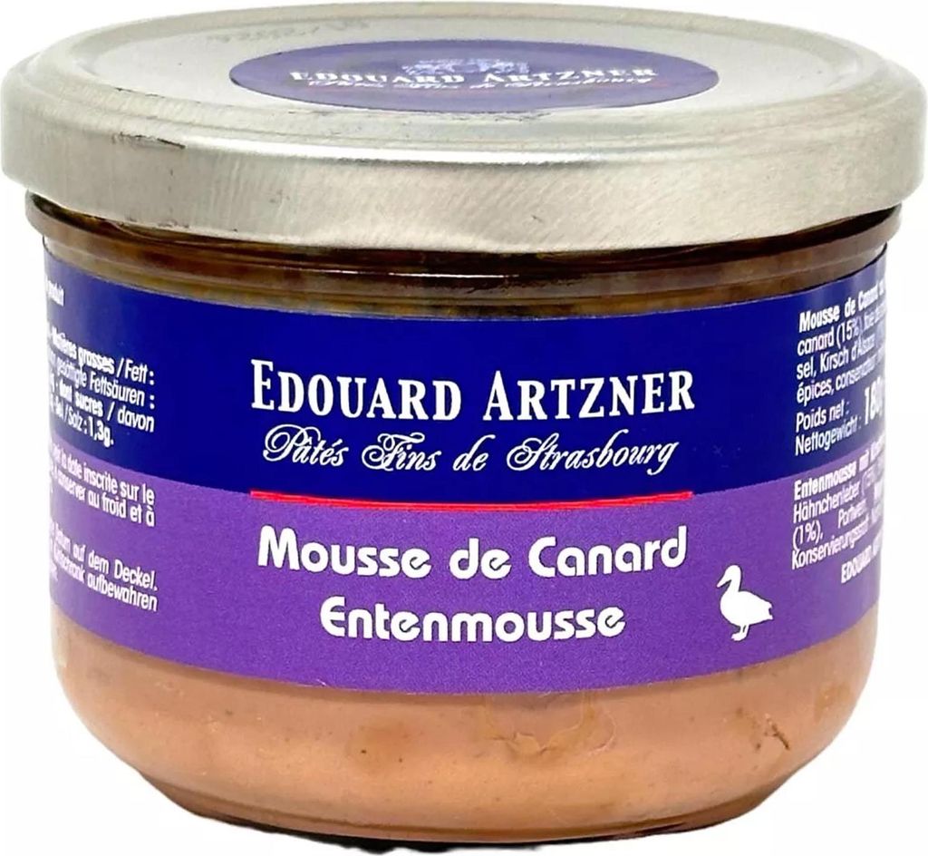 Edouard Artzner Entenmousse Terrine mit Kirschwasser - Delikatesse aus dem Elsass
