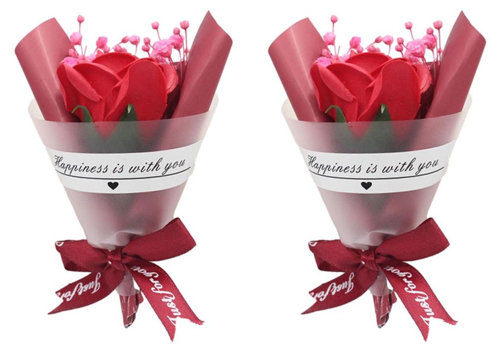 2 Mini-Trockenblumensträuße, künstliche Rosen, natürliches Schleierkraut, Blumenstrauß für Foto-Requisiten, DIY-Bastelarbeiten, Heim-, Hochze...