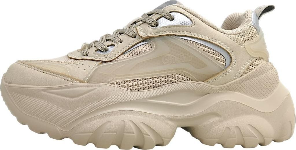 Buffalo Bliss Mesh Damenschuhe sportlicher Schnürer Beige Freizeit, Schuhgröße:40 EU