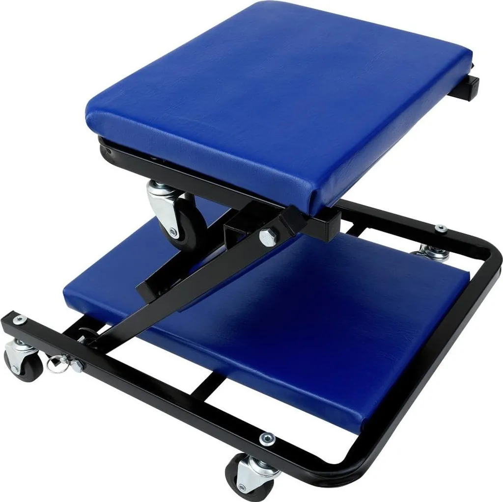Chariot roulant 2 en 1 et tabouret de garage bleu charge max 150 kg