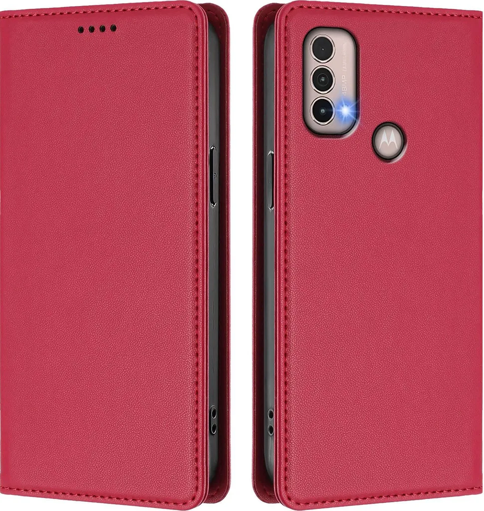 Custodia Motorola Moto E20 E30 E40 Rosso Pelle Wallet Magnete