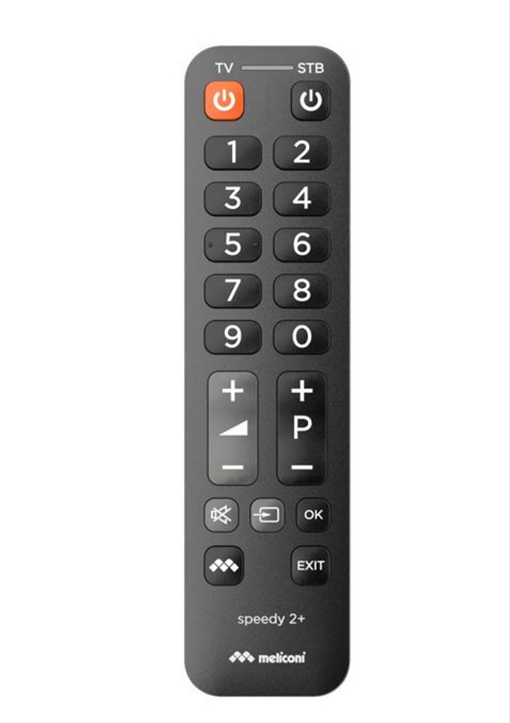 Meliconi Speedy 2+ Telecomando Universale 2in1 IR Wireless per TV e Set-Top Box Nero