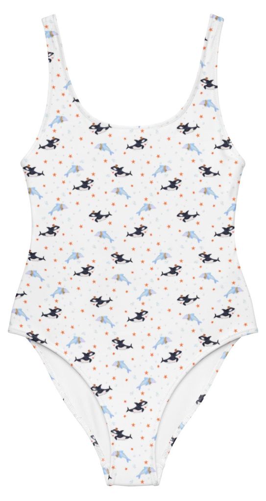 Mr. & Mrs. Panda Badeanzug Orca Zylinder Größe S - Weiß - Geschenk, Feier, Schwimmanzug, Shape-Badeanzug, Swimsuit, Glückwunsch, Badebekleidung...