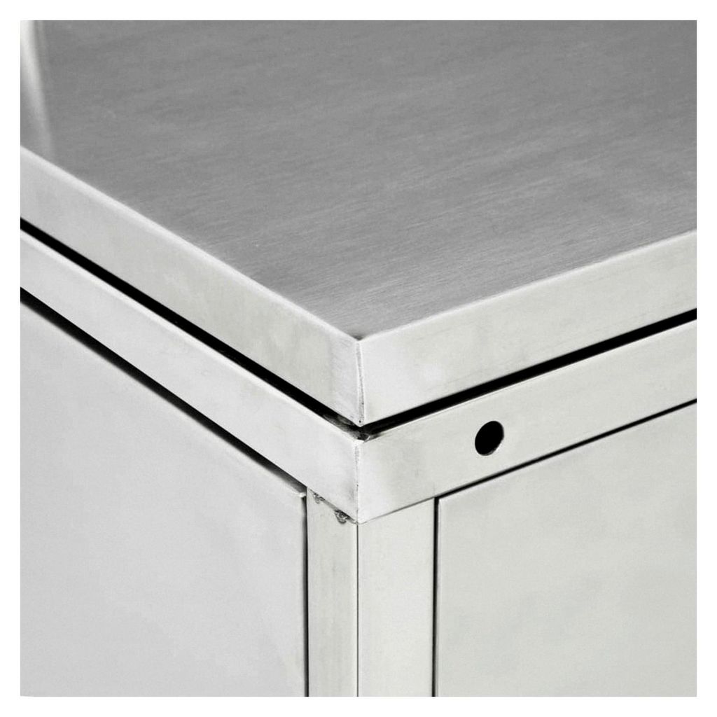 Mülltonnenbox für 3 Tonnen aus Edelstahl | 207x115x77,5cm Silber | Mülltonnenverkleidung