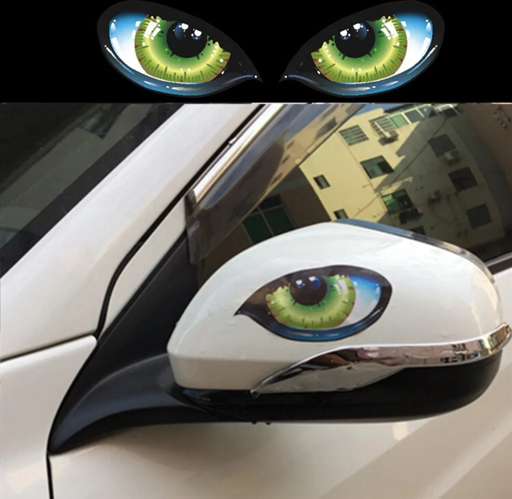 Kit 2 Adesivi Occhi Riflettenti 20x12cm Sicurezza e Stile Auto - 1