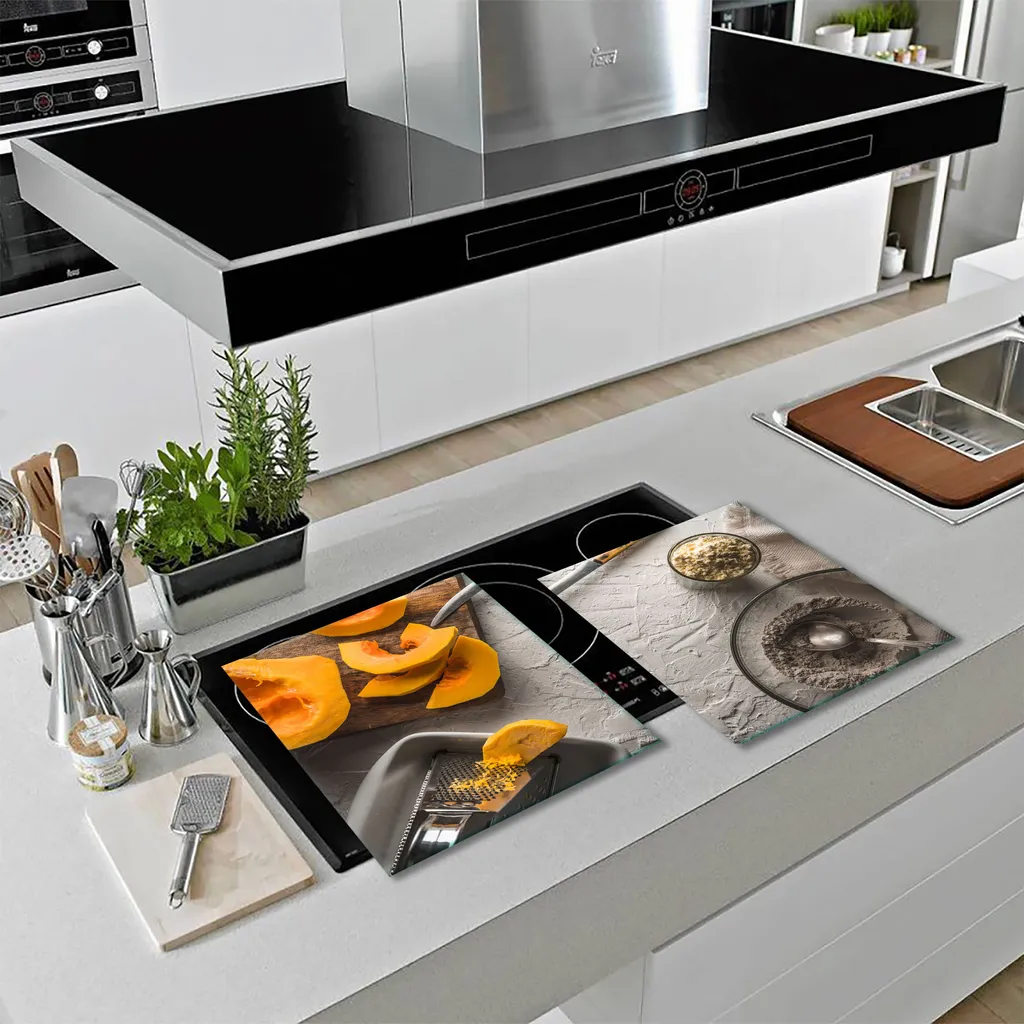 Piastra di copertura per piano cottura in ceramica 2 pezzi 2x40x52 frutta giallo copertura alzatina vetro - 12