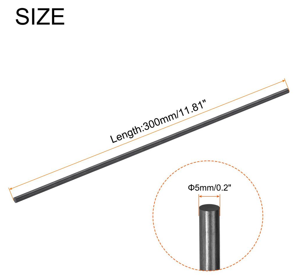 Kohlefaserstab, 5mm x 300mm Kohlefaserstange fš¹r RC Flugzeug DIY Basteln Drachen Flš¹gelrohr Quadcopter Arm Reparatur Pack mit 3 Stš¹ck