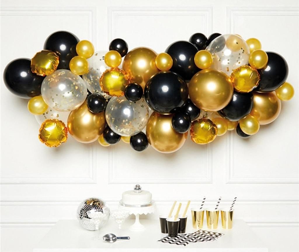 amscan Ballongirlande mit 66 Ballons schwarz/gold
