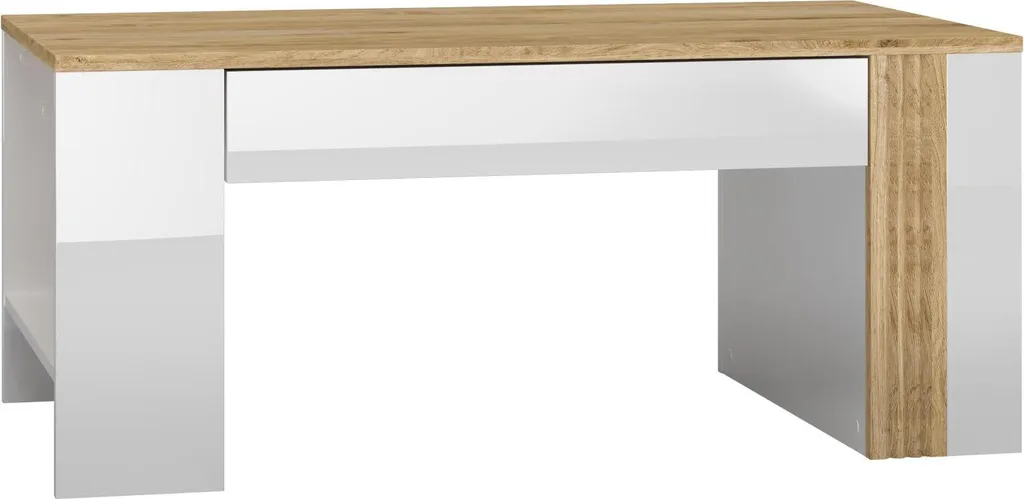 Table basse Adagio Chêne et Blanc Pur Brillant 109cm - Salon Moderne