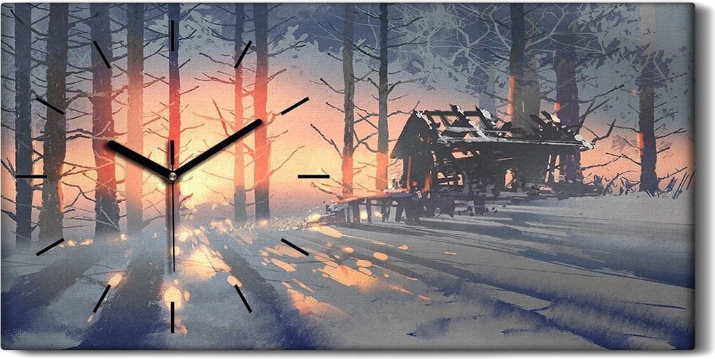 Leinwand Wanduhr Wandkunst Uhr Geräuschlos 60x30 Ölgemälde Produktbild 