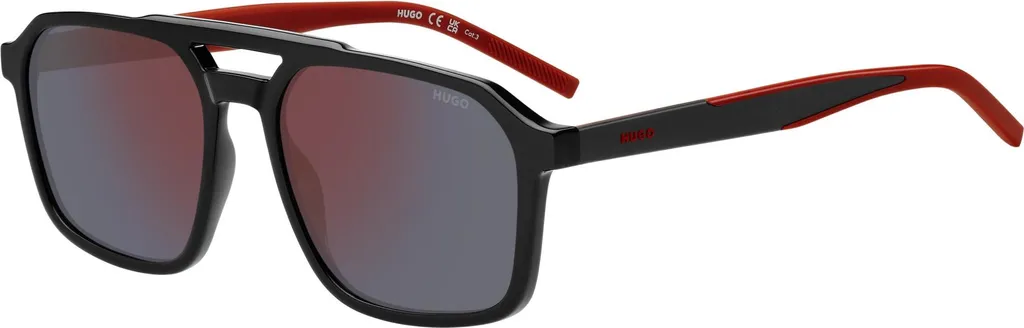 Hugo Boss HG 1335/S 807/AO: Occhiali da Sole Uomo Neri Lenti Rosse