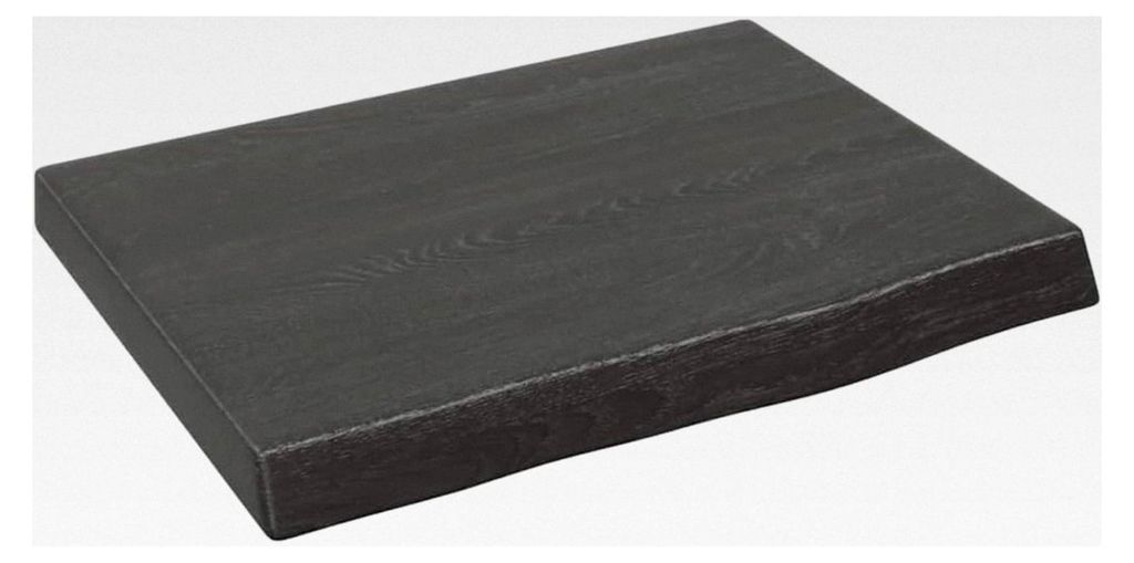 Waschtischplatte aus Eichenholz mit Naturkante Dunkelgrau 40x30x4 cm