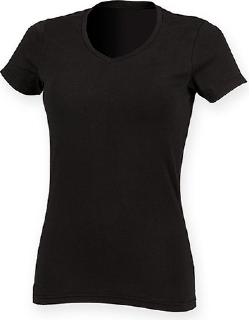 SF Women SK122 | Damen Feel Good Stretch V-Neck T / weiches Tragegefühl - Farbe: Black - Größe: M