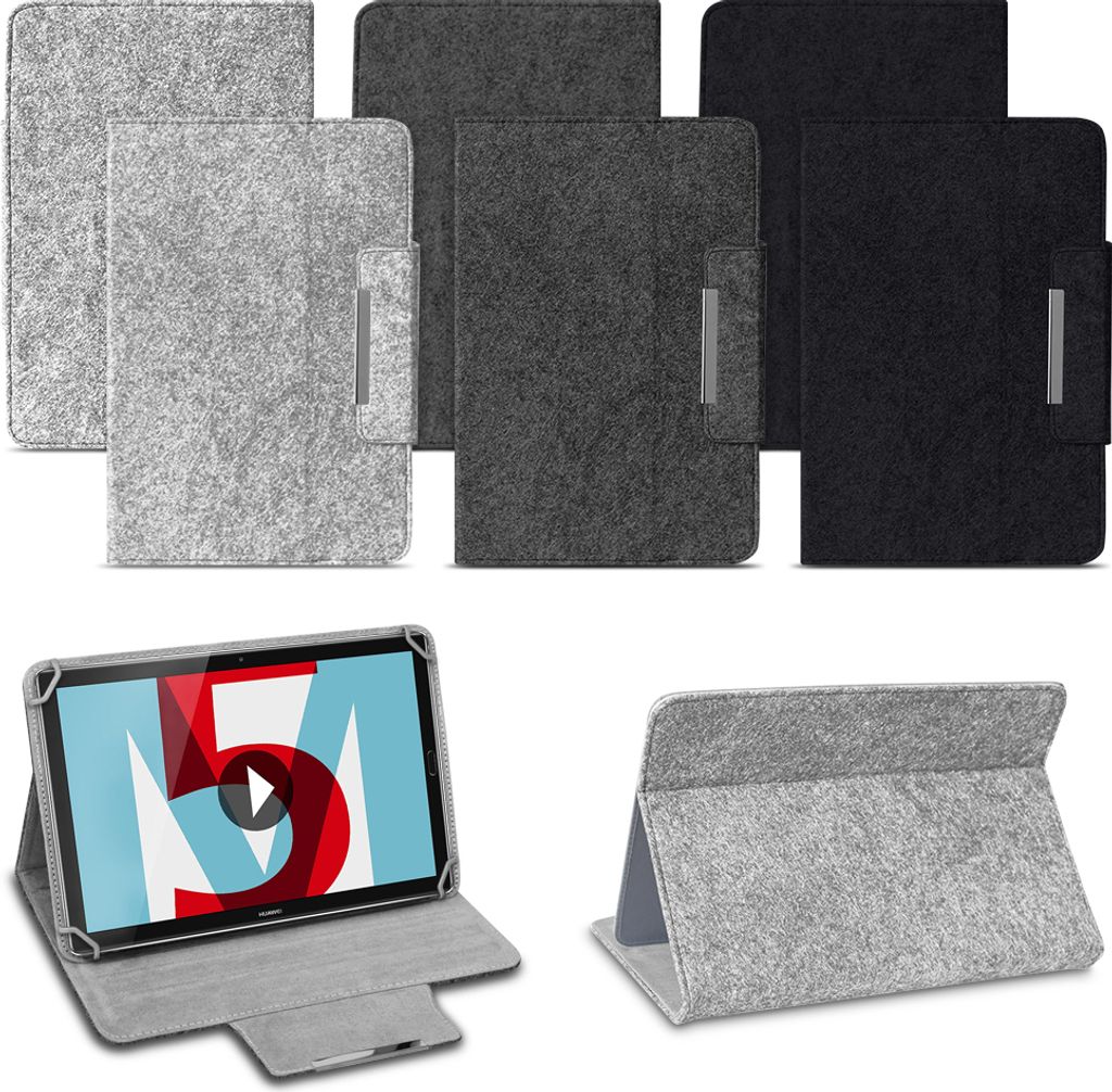 Huawei MediaPad T5 10.1 Tablet Tasche Filz Hülle Schutzhülle Case Schutz Cover, Farben:Schwarz