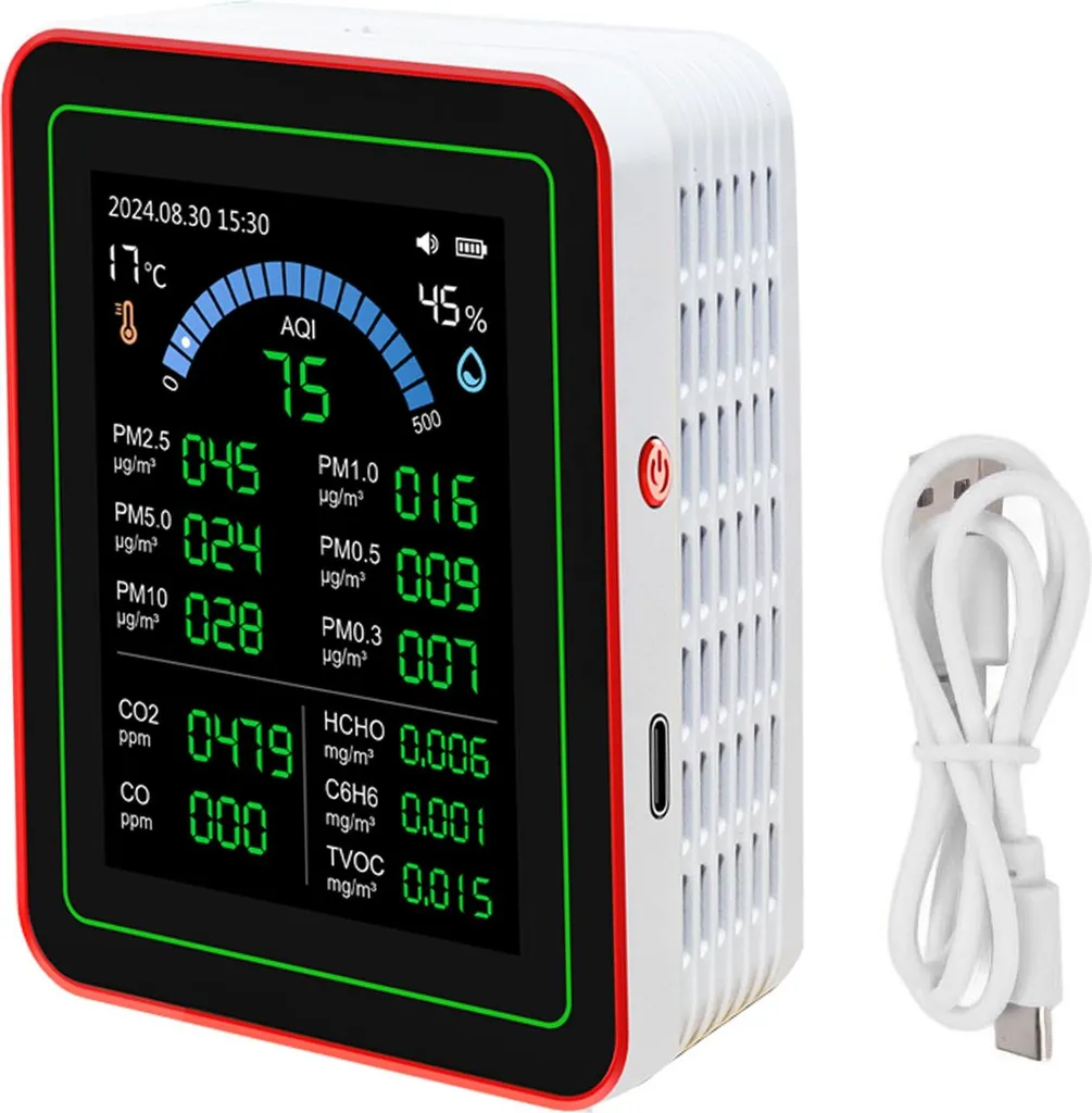 Analyseur de qualité de l'air 18 en 1 CO2 PM2.5 pour maison et bureau