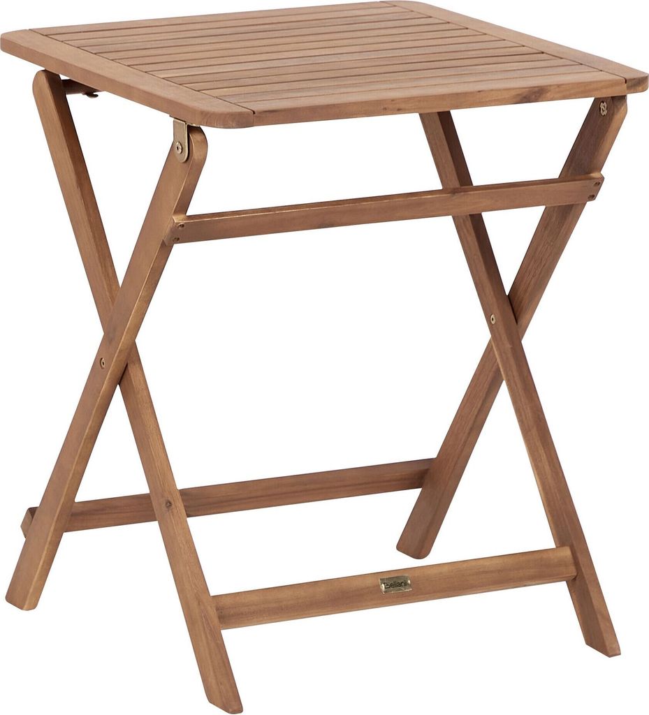 BELIANI Garten-Beistelltisch Hellbraun Akazienholz Klappbar Lattenoptik Lamellenoptik Rustikal Terrasse Balkon Out- & Indoor Holztisch Klapptisch