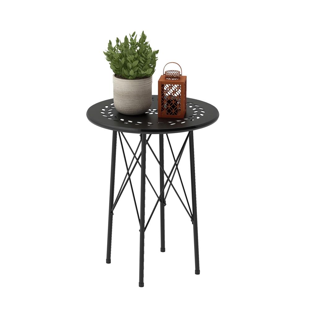 Tisch – Garten – Runder Terrassentisch – Beistelltisch – Runder Edelstahltisch – Outdoor-Tisch – Runder Tisch – 40 x 40 x 50 cm – S...