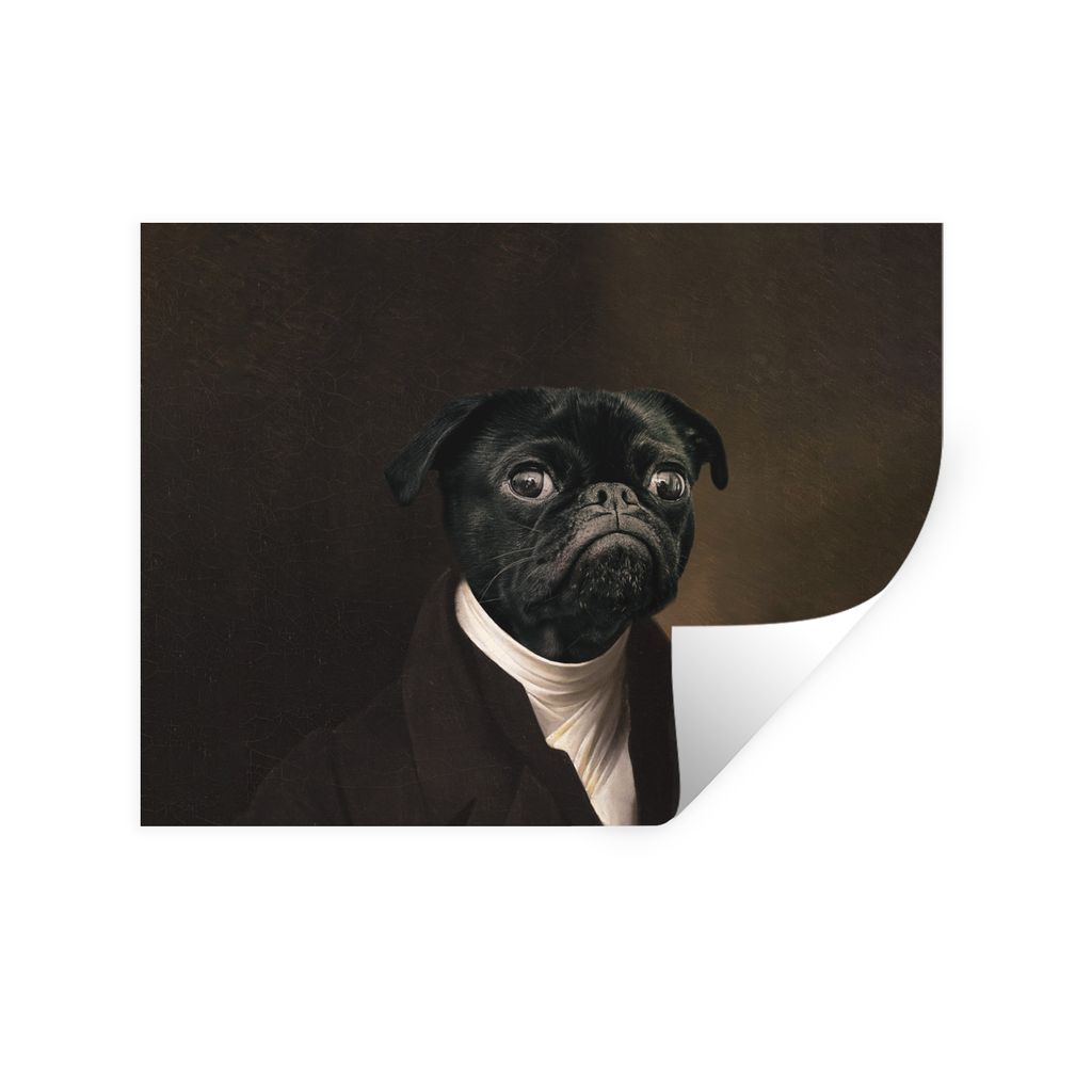 MuchoWow Wandtattoo Wandsticker Wandaufkleber Malerei - Hund - Alte Meister 80x60 cm Selbstklebend und Repositionierbar - Faltenfrei