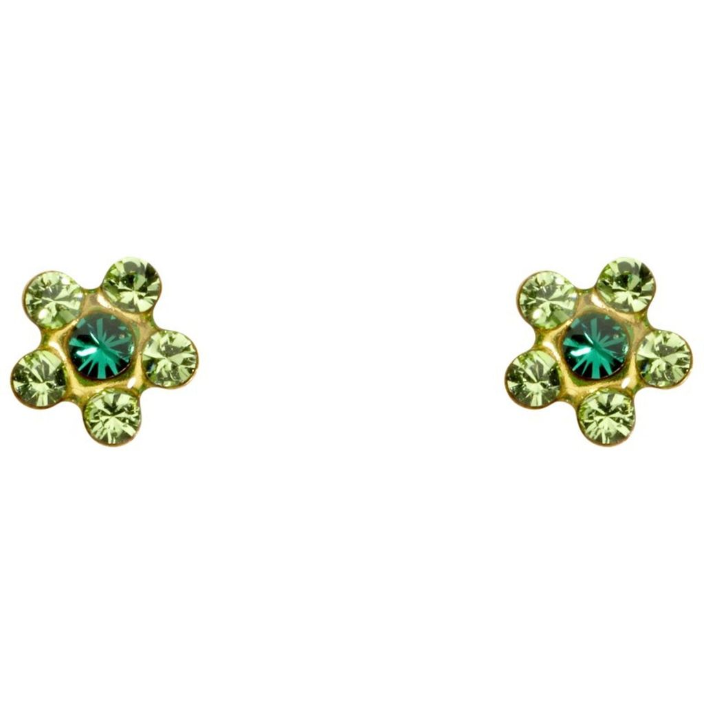 Basic Silber SS10 Kinder Ohrstecker Blume Edelstahl Grün