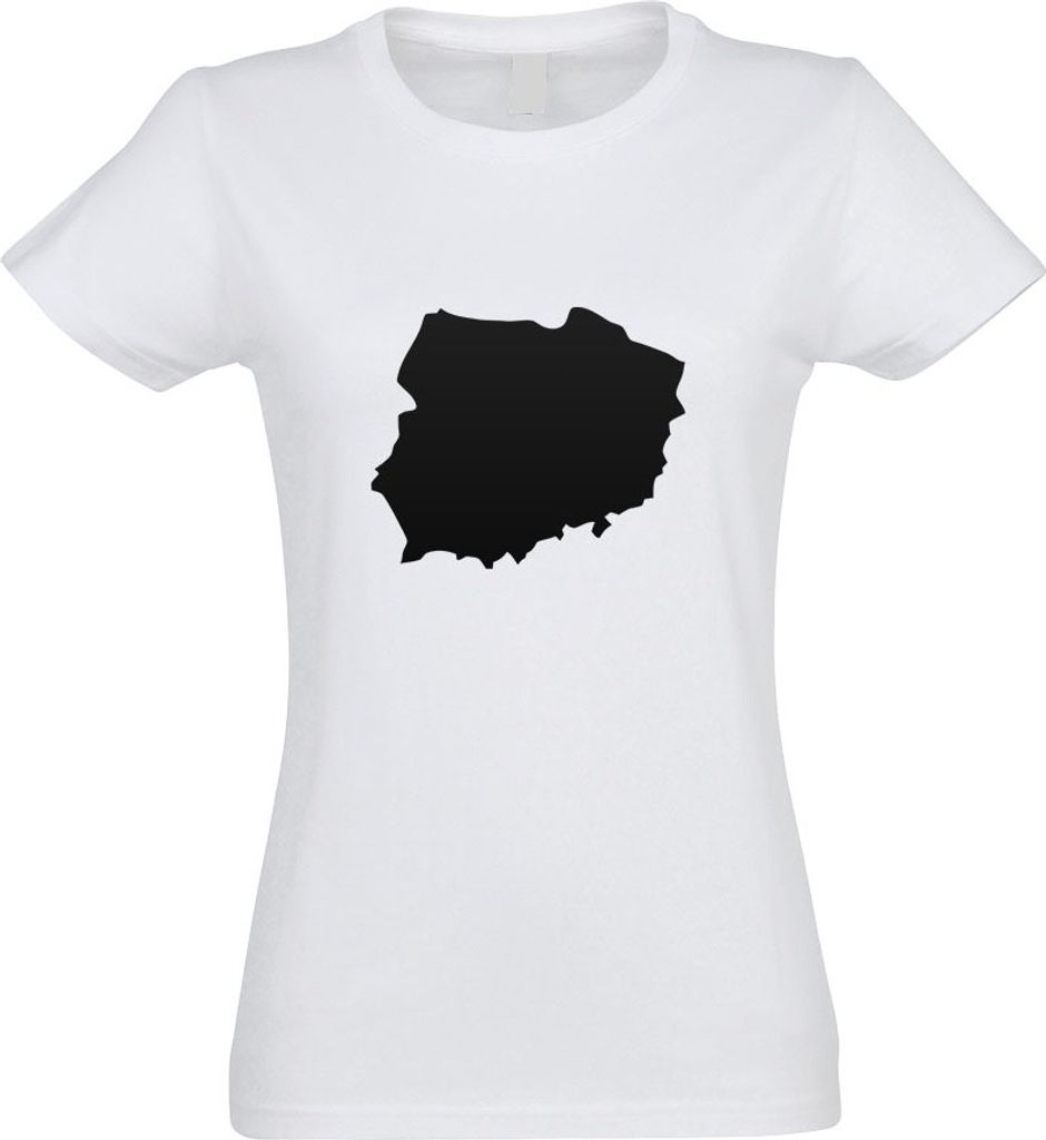 Kiwistar - T-Shirt tailliert - Damen - Weiss - Polen Umriss Kontur - mit Motiv Bedruckt - Funshirt Design - Sport - Freizeit - Damen - M