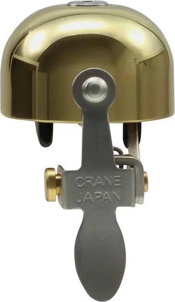 Fahrradklingel - E-Ne-Klemme - Bandhalterung - Poliertes Gold - Crane Bell