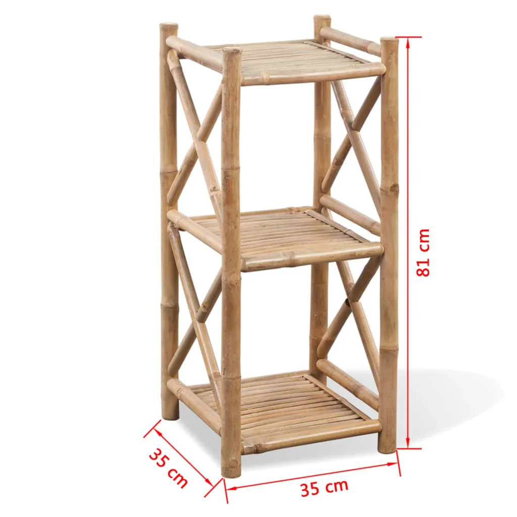 Étagère bambou 3 niveaux quadrangulaire résistante à l'humidité - 8