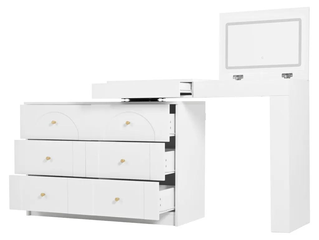 Coiffeuse avec miroir LED pour coin maquillage et espace bureau