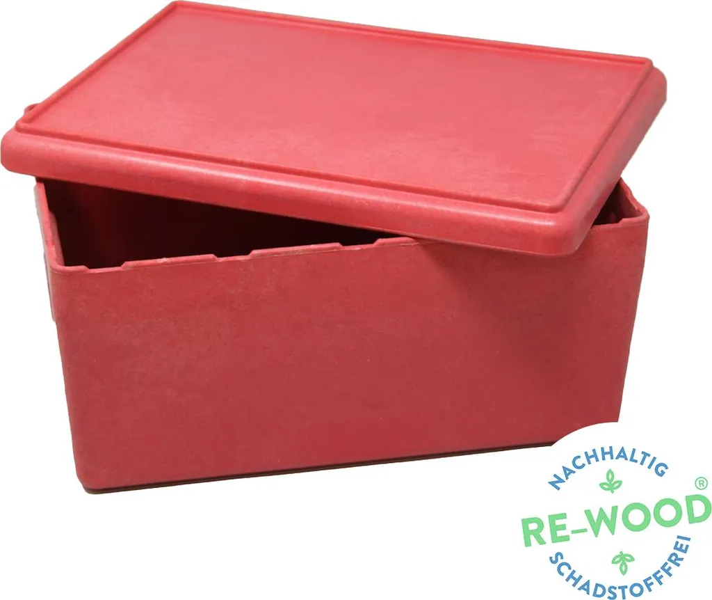 Wissner RE-Wood® Box grande con coperchio rosso