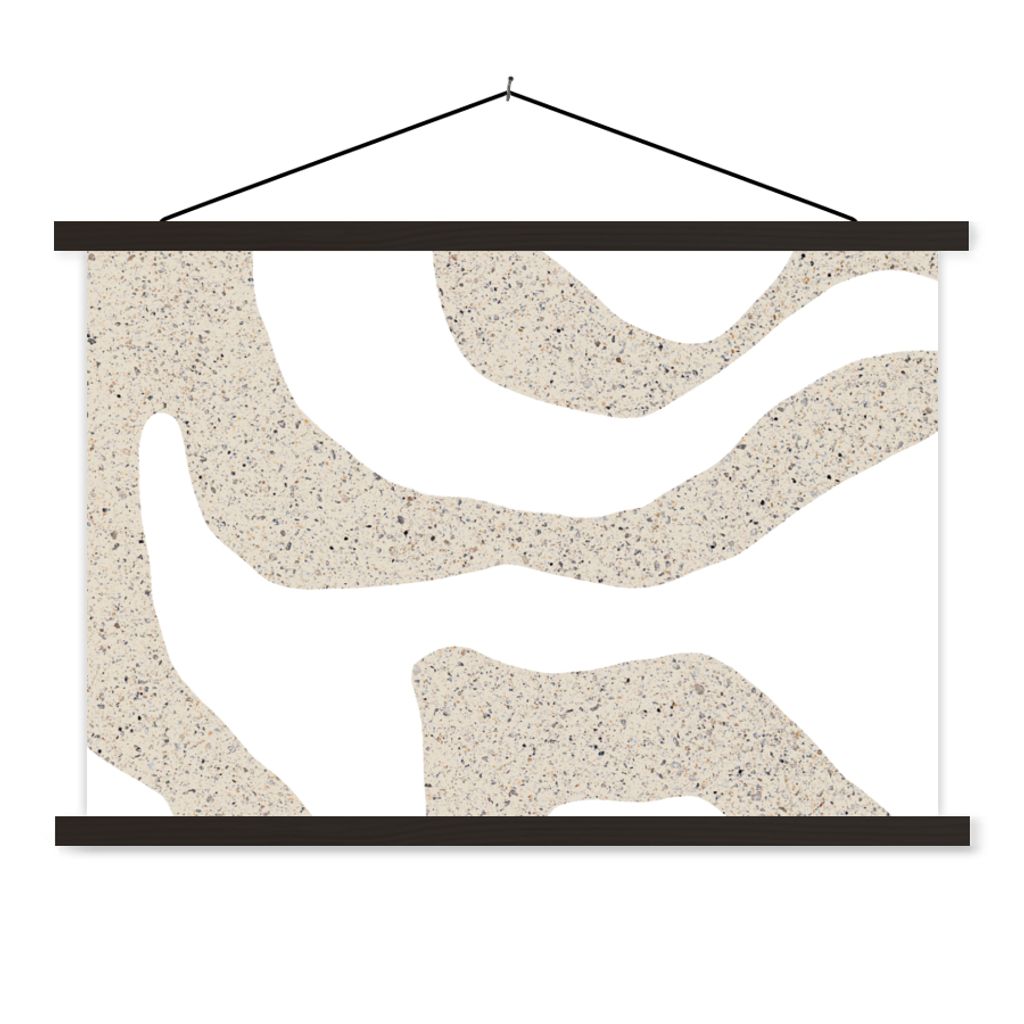 MuchoWow Textilposter Abstrakt - Terrazzo - Design - Beige 60x40 cm mit schwarzem Rahmen - Hölzernes