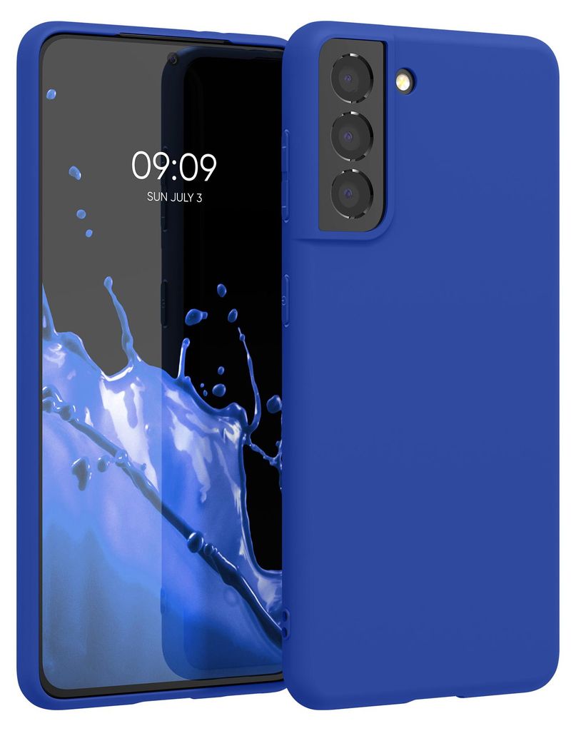 kwmobile Handyhülle für Samsung Galaxy S21 Hülle - TPU Case - Kabelloses Laden - Schutzhülle Cover in Baltik Blau