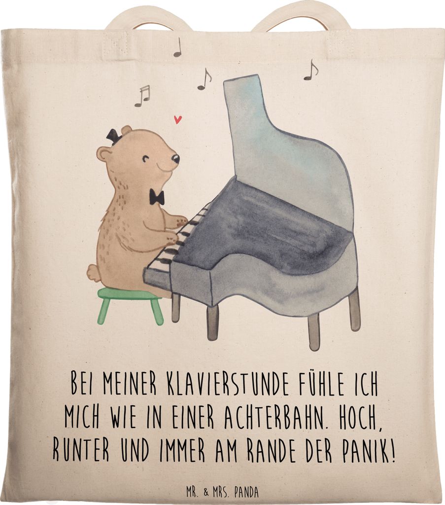 Mr. & Mrs. Panda Shopping Tasche Klavier Achterbahn - Transparent - Geschenk, Musik, Klavierspielen, Einkaufstüte, Musiker, Schultasche, Beutel, T...