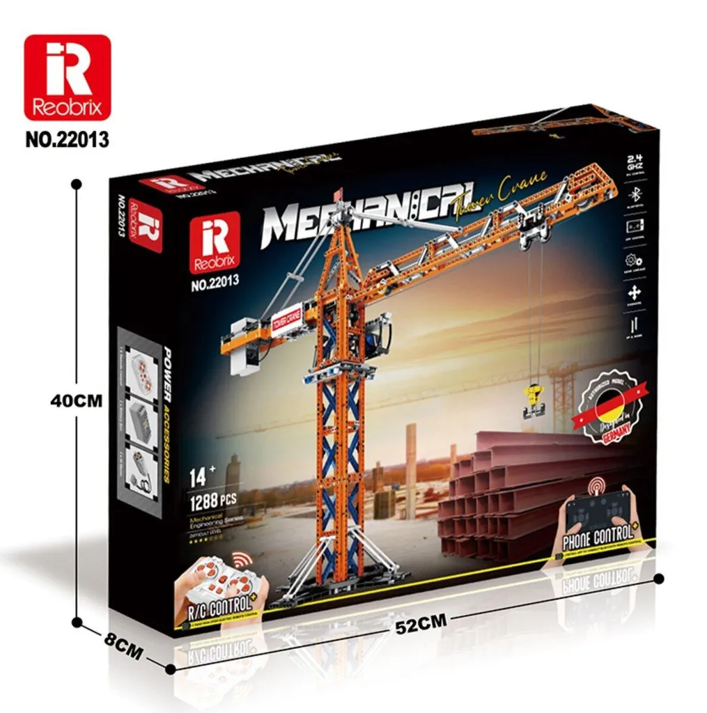 Maquette Grue de Chantier Télécommandée RC Blocs de Construction 1288 pcs