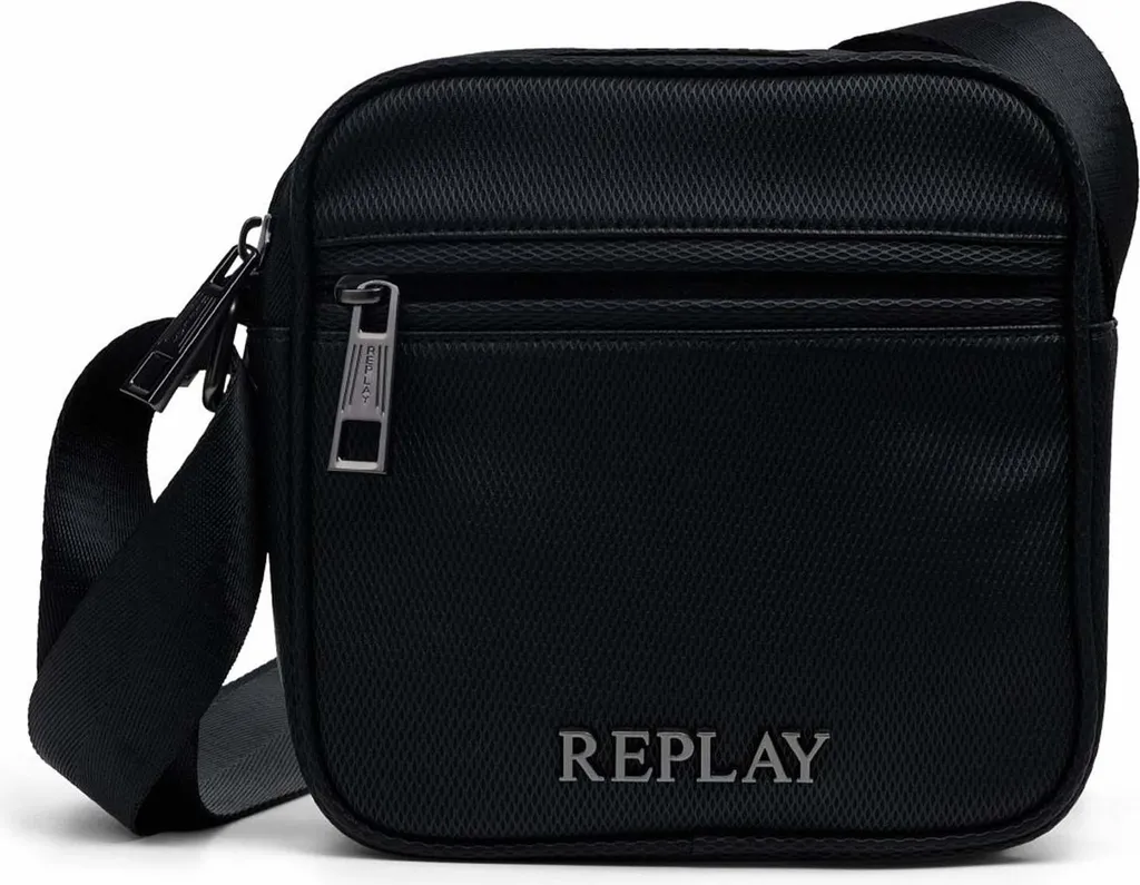 Minimal REPLAY Reporter Bag - Borsa a Tracolla Nera Essenziale