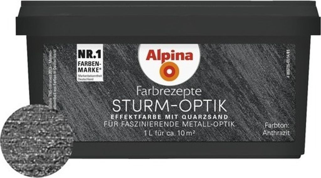 Alpina Effektfarbe Farbrezepte STURM-OPTIK anthrazit 1 l Produktbild 