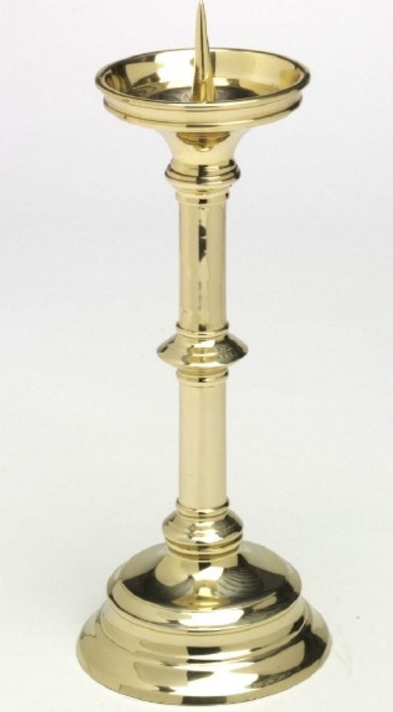 Altarleuchter Höhe 32 cm aus Messing Gold mit Dorn und Tülle Ø 4cm (Gesamtgewicht 2 kg)