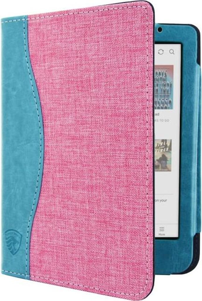 Dutch Shield - Jeans Case Hülle für das Tolino Shine Ebook - Klapphülle Ereader Schutzhülle Cover Rosa, Türkis