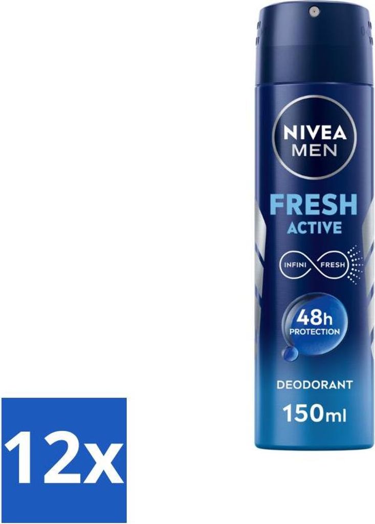 NIVEA MEN - Deodorant Spray - Frische Aktiv - 150 ml - Vorteilspack - 12 Stücke
