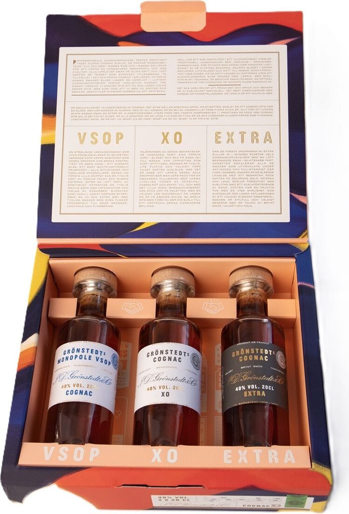 Grönstedt's Cognac Triple Box 40% Vol. 3x0,2l Geschenkbox Produktbild 