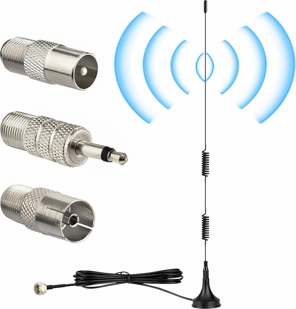 O56C DAB UKW FM Radio Antenne 7dBi mit 3m Kabel & Magnetfuß für Digitales Radio Stereoempfänger