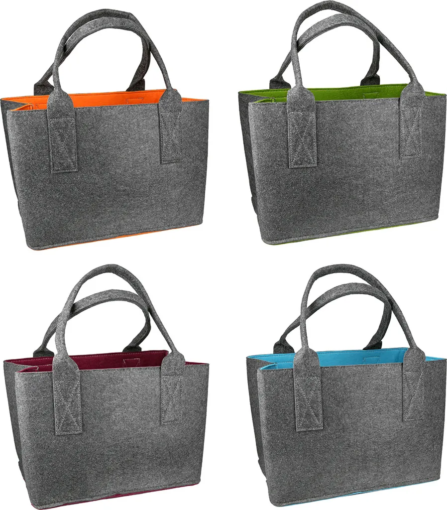 Sac à bûches ou shopping en feutre gris 30 cm - 4 sacs multi-usages