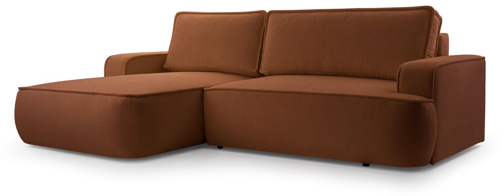 Masseno Ecksofa SOLO mit Schlaffunktion L-Form, Sofa mit Bettkasten, Wohnzimmersofa, Couch, Soffa, Bettsofa, Couchgarnitur- Orange, GERRA 25