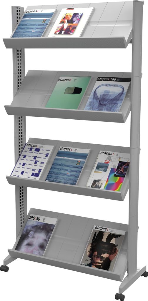 Paperflow Prospekthalter UPP3.35 mobil 4Fächer alu
