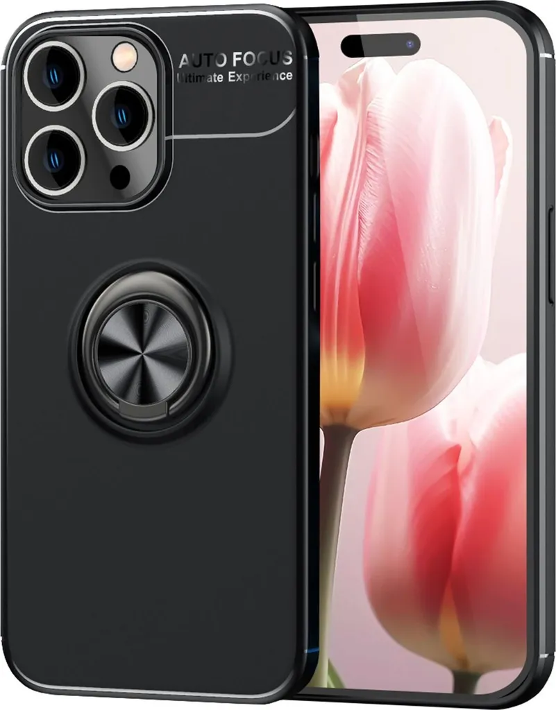 Cover iPhone 15 Pro con Anello Silicone Nero: Sicura per tutta la Famiglia