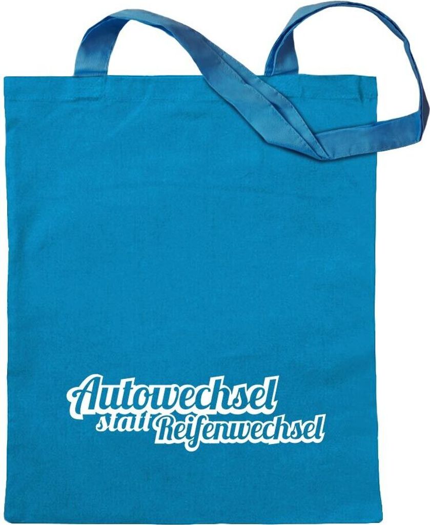 Kiwistar - Baumwolltasche - hellblau - Autowechsel statt Reifenwechsel - Tragetasche Stoffbeutel Umhängetasche Langer Henkel