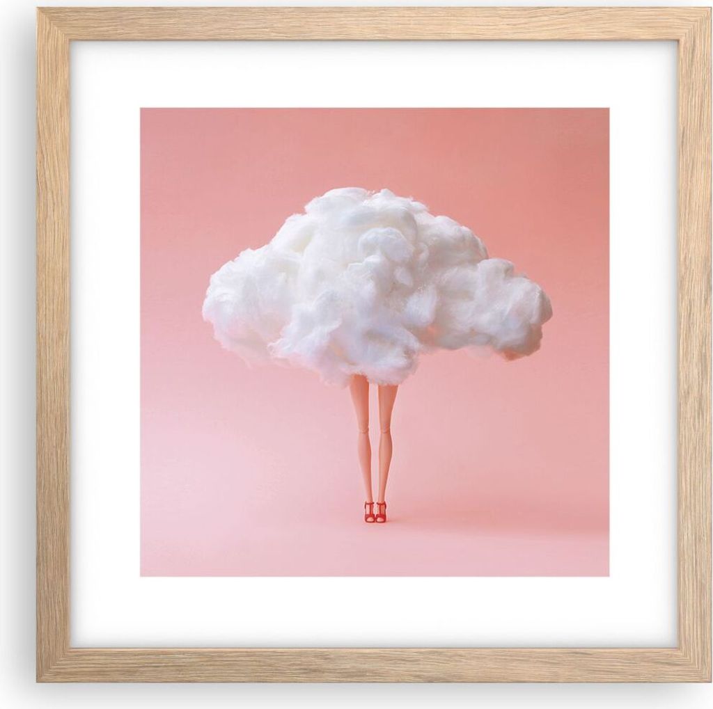 Gerahmtes Poster - Rahmen in heller Eiche - Wolke Beine Surrealismus - 30x30 cm - Wand Bild - Wanddeko - Wandbilder - Kunstposter - Wandposter - Bi...