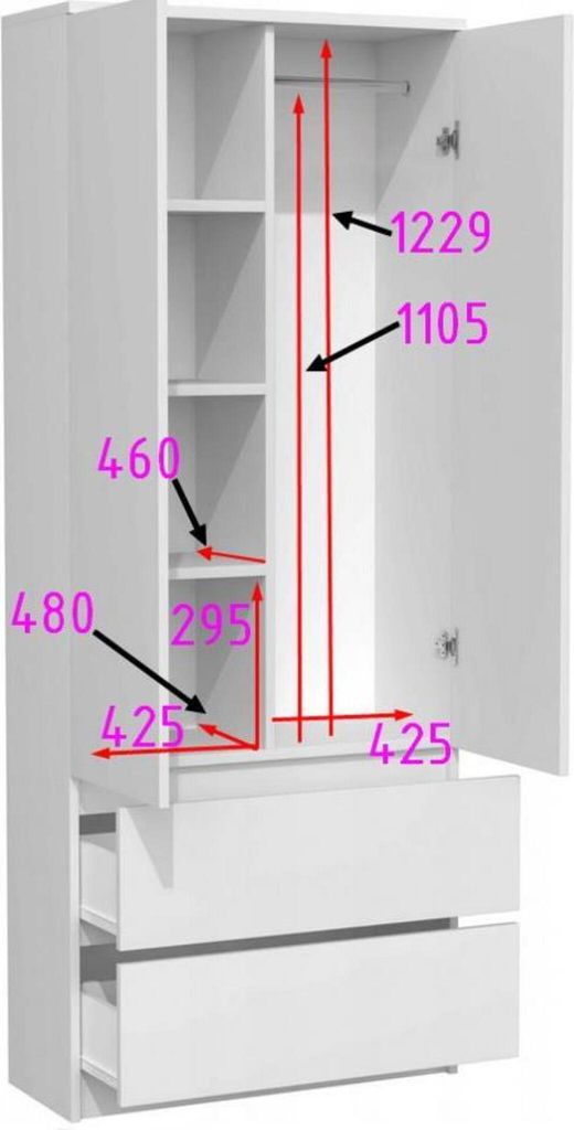2-türig Drehtürenschrank mit Spiegel Rubin Schrank inkl. 2 Produktbild 5