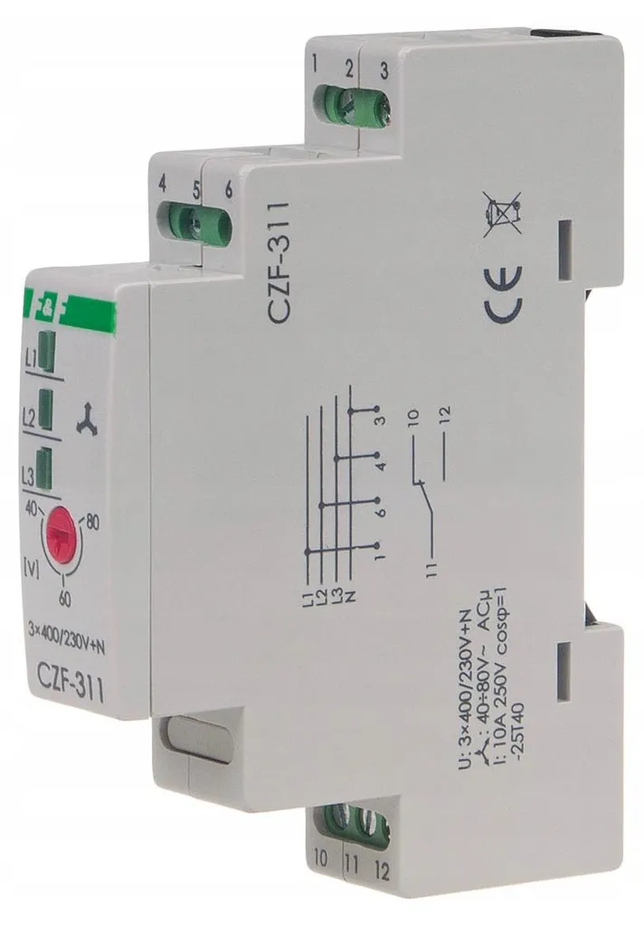 Détecteur de perte de phase modulaire CZF-311 pour rail DIN 35mm