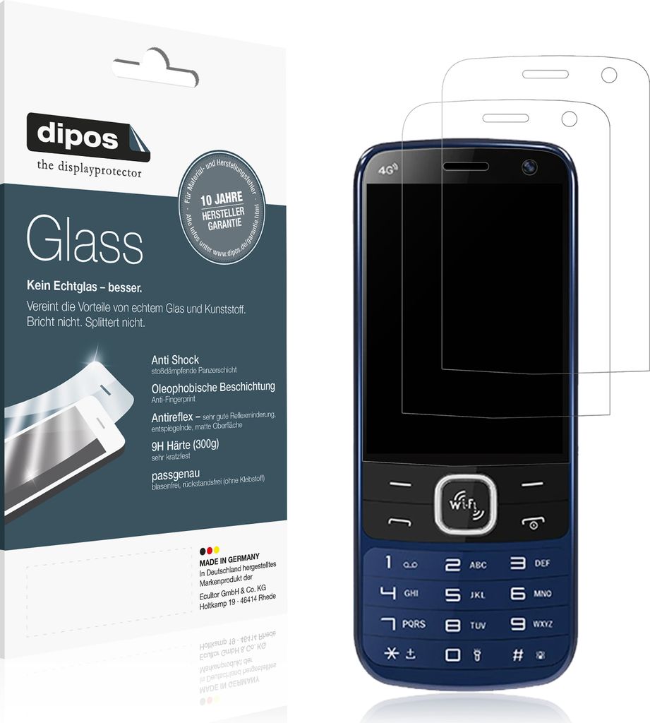 2x Schutzfolie für I Kall K555 4G matt - Anti-Shock 9H Folie dipos Glass Kunststoffglas